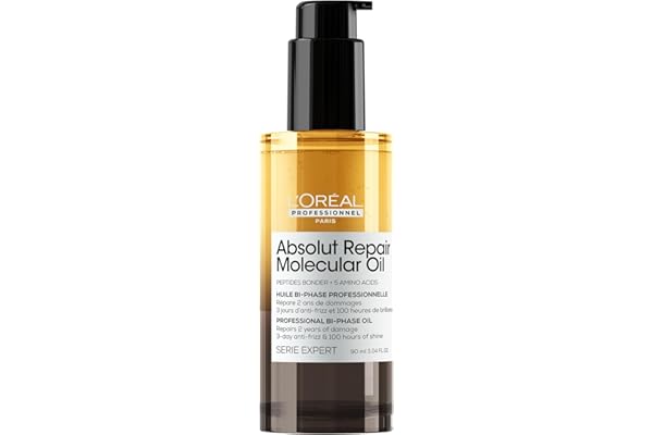 L'OREAL PROFESSIONNEL - Pour Cheveux Très Abîmés - Absolut Repair Molecular - Brillance & Force - Répare 2 ans de Dommages en 1 Application