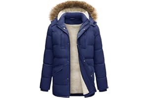 heekpek Herren Winterjacke Outdoor Parka Jacken Lang Männer Warme Winddicht Wasserabweisend Fleece Gefüttert Wintermantel mit Kapuze