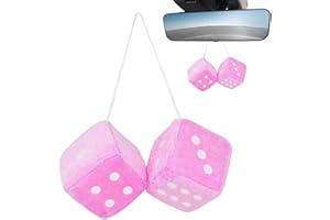 Dubbulon 1/9 Paia Dadi per Auto Peluche - Dadi Soffici da Appendere Auto | Dadi di Peluche Sfocati con Punti | per Ornamenti Decorativi per Auto | per Appendere Specchietti per Auto