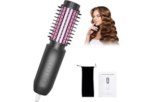 Bestauty Cordless Hair Curler Brush, 40mm 3 in 1 Cordless Hot Brush with 4 Temperatures, 7000 mAh USB Rechargeable Cordless Curling Brush with Negative Ion, for Curly/Straight/Volumising Styles, Gray