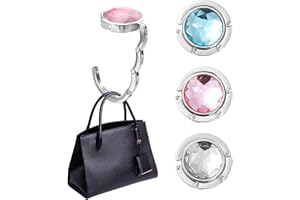 OAAO 3 Pcs Table Handbag Holder, Metal Bag Hook, Anti-Strangle Handbag Holder, Portable, Foldable Table Handbag Holder Hook, Multifunctional Women's Table Bag Holder (White, Pink, Blue)
