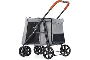 KHUY Hundewagen für große Hunde, Hundebuggy bis 30 Kg, Pet Travel Kinderwagen Hund Katze Hundewagen Hundebuggy Pet Hunde Buggy Stroller Jogger Anhänger, Faltbarer Trägerwagenwagen (Color : Grey)