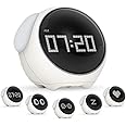 NYRWANA Alarm Clock, Alarm Clocks for Heavy Sleepers, Digital Alarm Clock for Students with Adjustable Brightness, Snooze Function, Temperature & Touch to Wake (White)