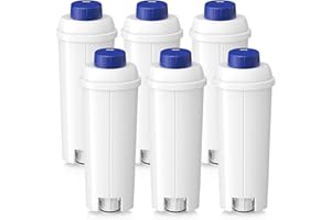 CAEHOMLY DLSC002 Water Filter for DeLonghi Coffee Machine, Water Filter Replacement Compatible with De'Longhi ECAM, Esam, ETAM, BCO, EC Series Coffee Machine (6 Pack)