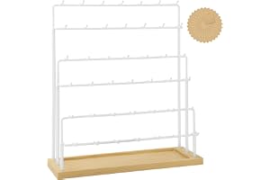 RNTBWD Örhängesdisplay för säljare 6 nivåer 42 krokar trä örhänge displayställ hållare för örhängen halsband ringar armband n