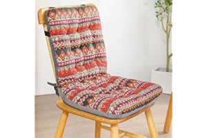 JORTUIO Cuscini per Sedie con Schienale , Ispessimento Cuscino di Seduta Ergonomico con Nastri,Sfoderabili/lavabili,Antiscivolo Cuscini per Sedie da Esterno /Cucina/ Giardino ( Color : D , Size : 33x42x45cm )