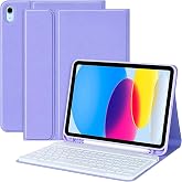 UnDePlus Apple iPad 10. Nesil 10.9 2022 i&ccedil;in Kılıf Kablosuz Klavyeli i&ccedil;in Kılıf Mobax T&uuml;rk&ccedil;e Klavye A2696 A2757 A2777 Lila