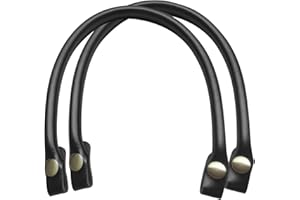 LdawyDE Taschengriffe Leder Schwarz, 2 Stücke Leder Taschenriemen Ersatz, Aus dickem PU-Leder, mit beweglichem Druckknopf-Design, langlebig, flexibler Ersatz, für Heimwerker, Handtasche, 40cm