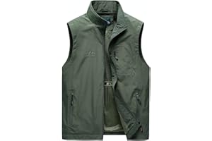 MeiLayM Gilet da Pesca da Uomo All'aperto Casual Asciugatura rapida Giubbotto Leggeri Traspirante Senza Maniche Giacche Panciotto Campeggio per Fotografia Escursionismo con Cerniera Gilet