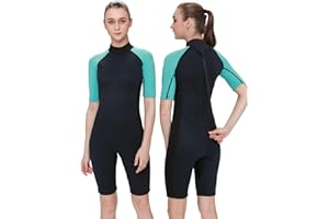 FLEXEL Muta Corta da Donna Uomo 3mm Shorty Wetsuit, 2mm Costume da Bagno Termico, Muta sub a Maniche Corte in Neoprene chiusura lampo posteriore per Surf Nuoto Snorkeling