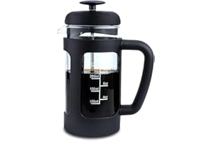 Easyworkz Cafetière à piston, verre borosilicate résistant à la chaleur,350ml,Noir