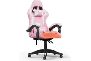 bigzzia Gaming Chair with Heated Cushion, Ergonomic Office Chair with Cushion and Lumbar Support, Adjustable Height with 360° Swivel Seat for Adults
