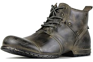 OSSTONE Stivali da moto per uomo Woody Browm Caviglia camminare moda Lace-Up Pelle Chukka Stivali Uomo Scarpa Casual OS-6015-1-C-R