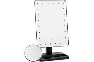 STAR VISION Makeup Mirror with LED Lights, Vanity Cosmetic Mirror with 24 LED Lights, Battery Operated Light Up Mirror with 10x Magnification Small Mirror, Black (Battery Not Included)