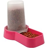 Miapet Hazneli Plastik Kedi-K&ouml;pek Mama ve Su Kabı 1,5 Lt Kare Fuşya