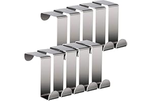 JIANGLIN Zestaw 10 haków do drzwi ze stali nierdzewnej, Wieszak na drzwi, wieszaki drzwiowe, wieszaki na drzwi, wieszaki na ubrania, wieszaki kąpielowe, grubość 1 mm (srebro)