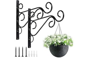 ANZMTOSN Pflanze Wandhalterung hängende Klammern Haken Pflanzenkorb Kleiderbügel Halter 10 Zoll Indoor Outdoor Metallklammern mit Schrauben Gartenkörbe hängende Pflanzgefäße Laterne Windspiele (2PACK)