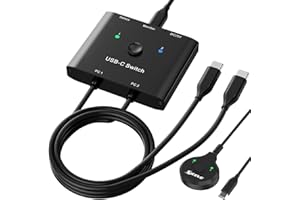 USB C Switch 2 Laptop 1 Moniteur 8K @60Hz, MLEEDA Type C KVM Switch pour 2 ordinateurs qui partagent 1 moniteur ou station d'accueil, avec 1 câbles USB 3.2 Gen 2 x 2 et un contrôleur de bureau