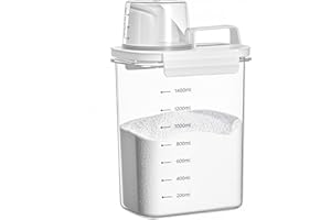 FORYNXHWIN 1800ML Hermetyczny dozownik do detergentu z miarka, skrzynka do przechowywania proszku do prania, dozownik do proszku do prania, skrzynka na środki czyszczące Przechowywanie proszku do