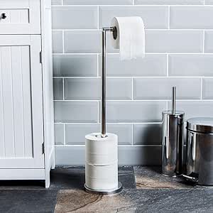 Chrome Free Standing Lift Top Toilet Roll Holder: Amazon.co.uk: Kitchen