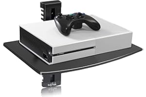 suptek Single Floating Regal Multimedia Wandregal TV Rack Wandhalterung Mit Verstärktem Gehärtetem Glas Für DVD-Player/Kabel Boxen/Spielkonsolen/TV Zubehör 1 Regal Schwarz CS201