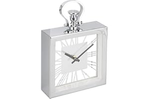 EEMKAY New Chrome Silver Metal Mantel Clock Shelf/Table Top/Side Table With Sleek & Modern Look
