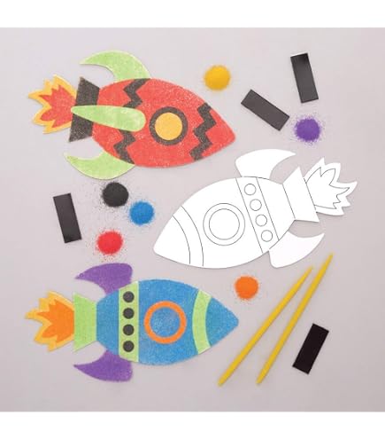 Kit Fusée En Bois à Peindre 18 Pièces – 10 Fusées + 6 Stylos + Pinceaux + Peinture – Fille Garçon Dès 3 Ans