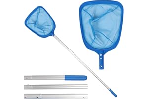 CarPlusStudio Épuisette de Piscine Télescopique 161 cm avec Manche en Aluminium - Filet à Mailles Fines pour Nettoyage de Bassin Spa et Étang à Koi