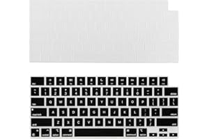 KSYWYDU Lot de 2 Protection Clavier Compatible avec MacBook Air M4 M3 M2 13,6" / 15" 2025 2024 2023 2022 2021 Mac Pro 14/16 M4 M3 M2 M1 Pro Max, Film Protecteur pour Clavier Disposition de EU, TPU Clair Noir.