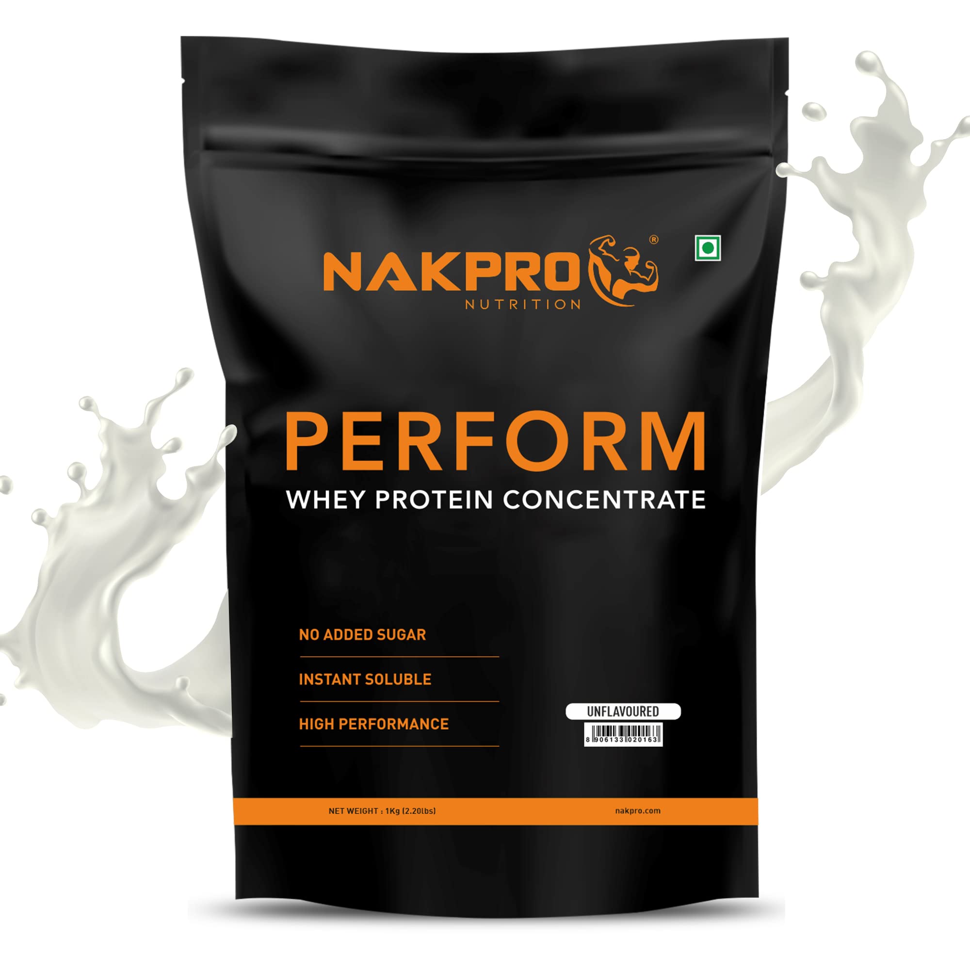 NAKPRO Perform Whey Protein Concentrate | 26g Protein, 5.7g BCAA per Serving | Muscle Recovery Workout Drink, Lean Muscle Gro
