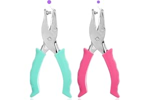QUILAX 2 Pcs Hole Puncher for Crafts,3MM and 6MM Paper Hole Punch for Crafts Paper DIY Tags, Single Holes Punch with Soft Silicone Handheld Grip for Home, Office, School (Pink, Green)