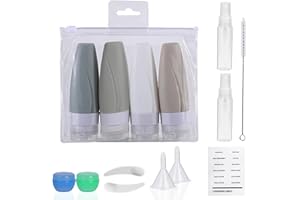 Lollanda 15 Stück Silikon Reiseflaschen Set Zum Befüllen 60ml mit Aufklebern, Auslaufsicher TSA-Zugelassen Leer Kosmetik Reiseset Reisegröße Behälter, Auslaufsicher Reise Container für Shampoo Lotion