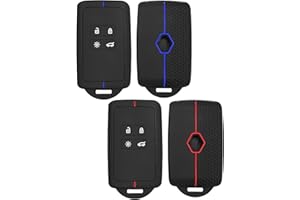 ANRBB Lot de 2 Coques Clé Voiture Compatible avec Re-Nault Clio, Megane, Captur, Kadjar, Kangoo, Talisman, Koleos, Espace, Zoe, Dacia Duster, Etui Carte Renault, Silicone TPU Bleu et Rouge, 4 Boutons