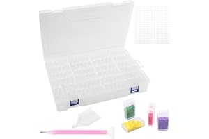 Kiperline Diamond Painting Zubehör Boxen, 124 Stück 5D Diamond Painting Aufbewahrungsbox mit 112 Etiketten für Diamanten, Perlen und anderes DIY-Zubehör.