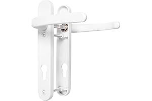 TSS UPVC Door Handle Set, 92mm PZ (Centres), Lever/Lever, Screw to Screw 122mm with Backplate 212mm x 34mm - Replacement PVC Door Handle (White)