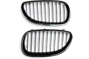 MIRTHBUY Griglia del radiatore di ricambio per auto, doppio ponte sportivo, per BMW serie 5 E60 E61 M5 2003 – 2009, nero lucido, 51712155446,51712155447