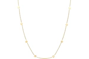 Happiness Boutique Collana Stella in Color Oro | Delicato Choker Collana con Pendenti a Forma di Stelle Bijoux Acciaio Inossidabile