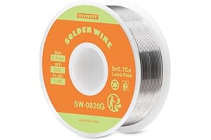 TOWOT Filo per saldatura senza piombo Sn99.3Cu0.7 per saldatura elettrica, contenuto di flusso del 2,0%, diametro 0,8 mm, peso netto 20 g