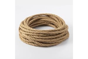 Vecys 10m LED Lighting Cavo Elettrico 2 Core Tessitura Della Corda di Canapa Filo Elettrico Sezione Trasversale 0,75 mm² per Lampada a Sospensione Luci di Cristallo Lampadario Vintage