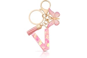 CHUQING Portachiavi con lettera ragazza portachiavi iniziale regalo donna portachiavi farfalla viola