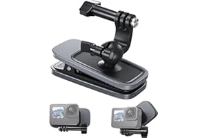 SJPZWCRL pour gopro Hero 11/10 / 9/8 / 7/6 / Mini, insta360 X3, One x2, DJI Osmo Action 3, 360 ° pivotant Sac à Dos Clip pour caméra d'action et Smartphone