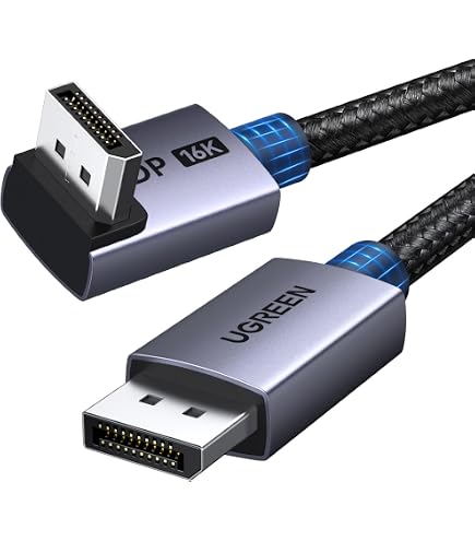Duttek DisplayPort-kabel 90° 2.1 (0,5 M) – Haakse DP-stekker Naar DP, 16K @30Hz, 8K @120Hz, 4K @240Hz, HDR, 52 Gbit/s, HDCP, DSC 1.2a