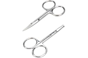 Liten pälssax för män och kvinnor – ögonbryn, näshår, mustasch, skäggögonfransar, örontrimming-kit – böjd och rundad säkerhetsspets för att klippa hår – rostfritt stål 2 stycken