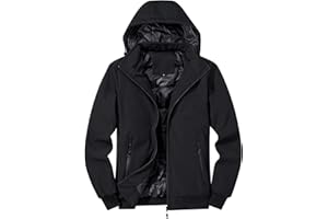 TONY BACKER Giacca Uomo Invernale Softshell Impermeabile Antivento con Cappuccio Staccabile, Giubbotto Cappotto Casual Trekking 3510