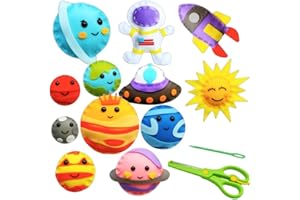 Aisamco 12 pièces Kit d’artisanat de couture pour les enfants,Ensemble d’artisanat et de couture de bricolage,Thème de l’espace, Kit de couture éducatif pour les enfants garçons et filles