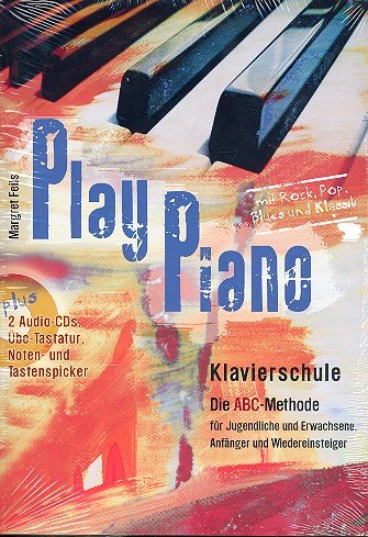 PLAY PIANO - die Klavierschule (+2 CDs) mit Bleistift für Jugendliche und Erwachsene, Anfänger und Wiedereinsteiger mit über 100 Spielstücken aus Rock, Pop, Blues und Klassik - inkl. Übe-Tastatur, Noten- und Tastenspicker (Noten/sheet music)