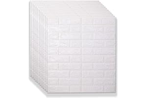 ZOEGNEER 10 paneles de espuma suave 3D de 35 x 30 cm, autoadhesivos, azulejos de piedra, ladrillo, pared, paneles de espuma suave (blanco)