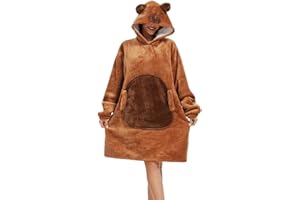 chuangminghangqi Kuscheldecke zum Anziehen mit Ärmeln und Kapuze Winter Comfy und Warm Sofadecke Unisex Übergroßes Tiere Decken Pulli Damen Lustige Riesen Hoodie Decke