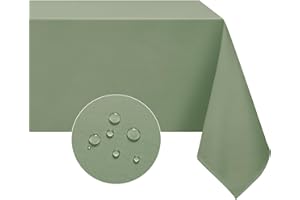 Softalker Sage Green Table Cloth Wipe Clean Tablecloth Rectangular 140x200 CM Water Resistant Wipeable Tablecloths Washable Polyester Table Cloths for Picnic Camping Garden Spring,55x78 inch