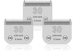 YAZIYIR Confezione da 3 lame in acciaio inossidabile rimovibili da 30# per la toelettatura di cani, compatibili con Andis/Oster A5/Heiniger/moser/Wahl, misura n. 30, lunghezza di taglio 1/50 pollici 0,5 mm